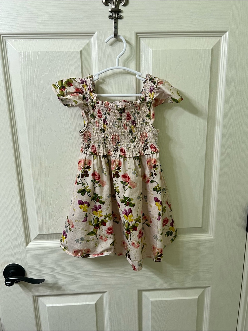 Hill House Pink Floral Smocked Sundress with Pink, Green & Yellow Blossoms